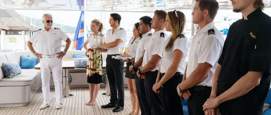 Captain Lee checks crew before guests arrive