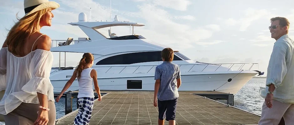 Family finally arrives at their charter yacht