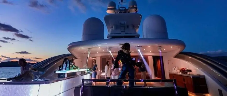 Party at night on a yacht