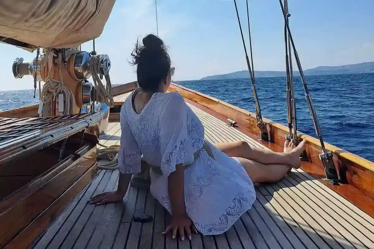 Lady relaxing on Deck